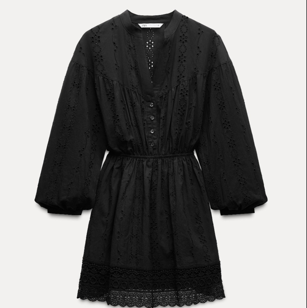 Black Lace-Trim Women's Dress